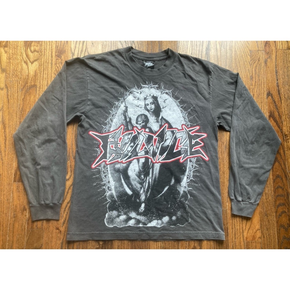 Evil Vice T-Shirt Mens Size Medium Long Sleeve Double Sided USA Made Faded